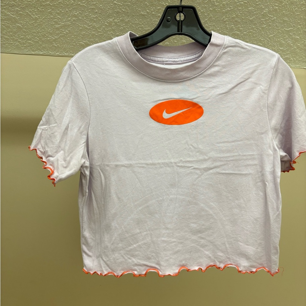 Nike White and Orange Short Sleeve Tee